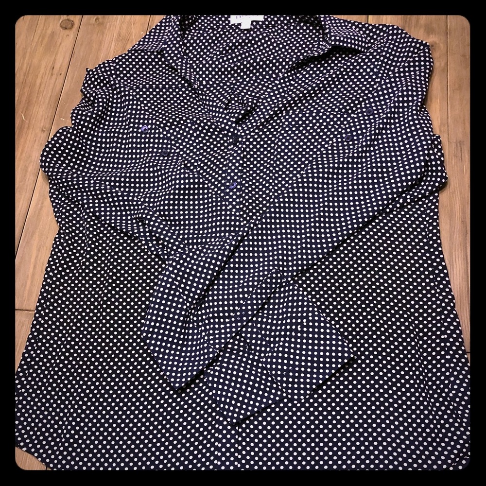 Navy and White Polka Dots Portofino Button Down